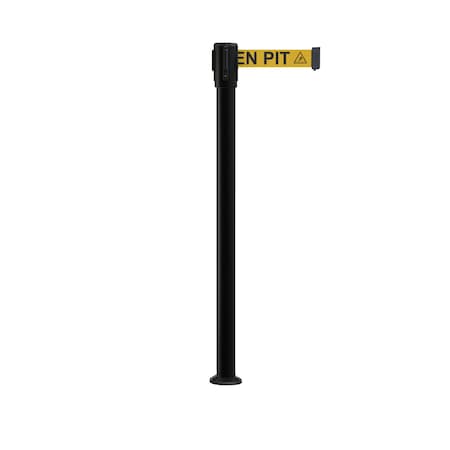 Retractable Belt Fixed Stanchion, 2ft Black Post  11ft. Open...Belt